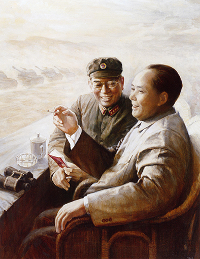 油画《毛泽东与许光达》规格：130cmx100cm 价格：每平尺15000元.jpg