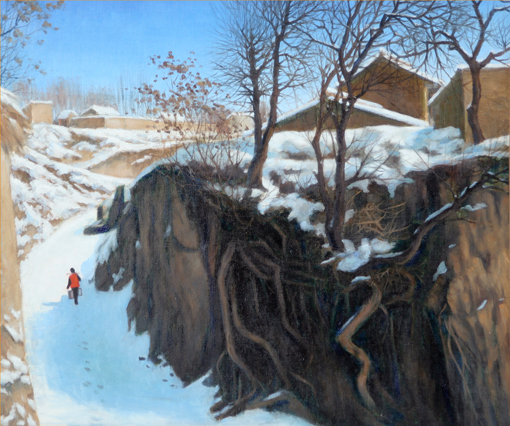 油画《山村雪霁》60×50cm  2001.jpg
