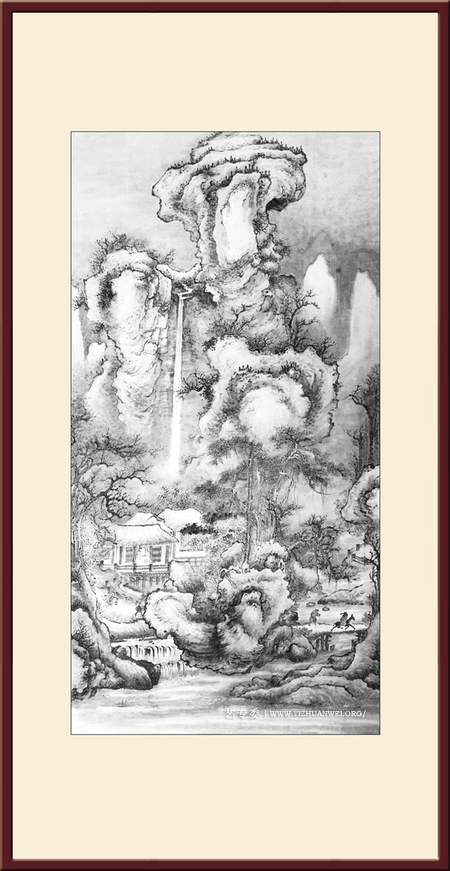 《仿元王蒙之瑶琴玉树图》规格：70cmx134cm-价格：4000元.jpg