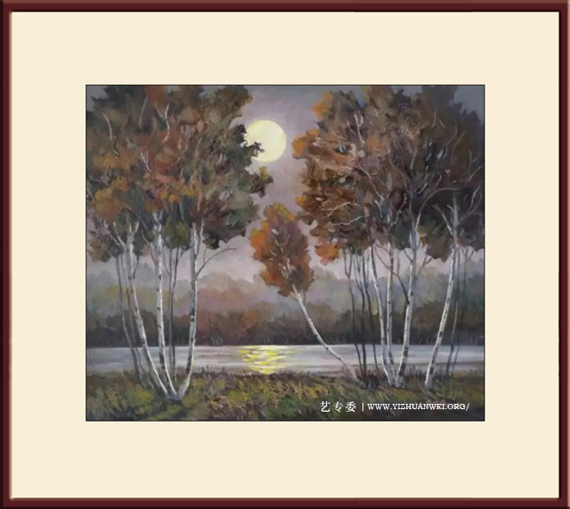 李保存作品-油画《月夜》尺寸：50cmx60cm-价格：每平米180000元.jpg