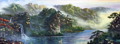 《氣壮山河》规格：190×72cm 布面油画