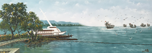 《太湖之旅》规格：180×58cm 布面画心