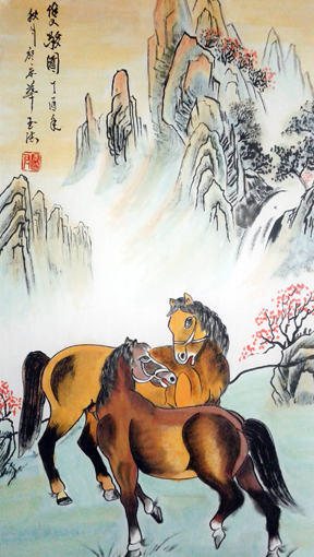 1547774701816915.jpg 付玉法作品《双骏图》规格:50cmx100cm.jpg