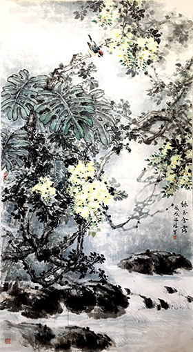 1547776944549042.jpg 李诗鸿作品《绿玉含露》规格:180cmx97cm.jpg