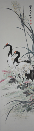 《双鹤图》  2018年作 180cmx48cm.jpg