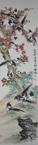 《十二喜鹊图》2018年作180cmx48cm.jpg