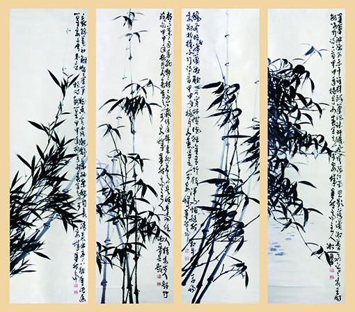 王永春作品《（嫩寒春晓、潇湘细雨、竹韵临凤、影落潇湘》.jpg