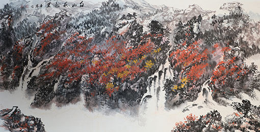 蔡春芳作品《白山秋色里》规格：136cm x 68cm.jpg