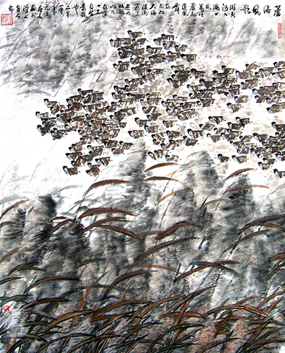刘万恭作品10《芦海欢歌》180×142cm.jpg