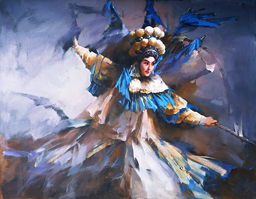 1547862338479933.jpg 赵新颖作品《穆桂英大破天门阵》规格 120㎝x90㎝材质 麻布油彩.jpg