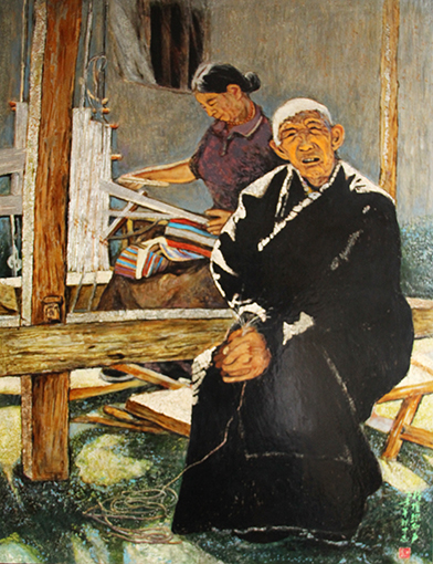 1547863089640097.jpg 冯才志漆画作品《梭梭织布声》.jpg