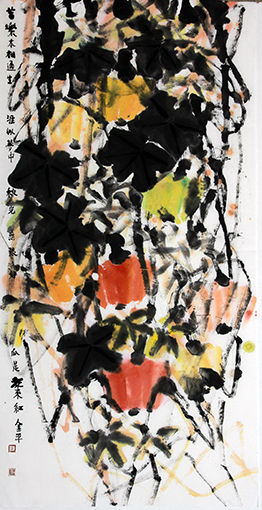 道金平作品1《瓜是老来红》68X138CM.2014年。.jpg