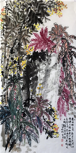 道金平作品6《煮酒堆山果》68x138cm,2017年.jpg