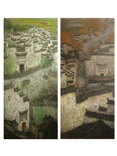 1547865393245797.jpg 《春秋》 125 cm X 56cm X 2幅 油画 2010年 洪瑞生.jpg