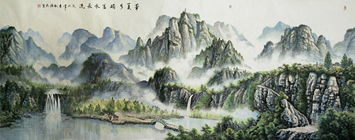 《华夏多娇富水长流》 规格：367x144cm  价格：180000元一幅.jpg