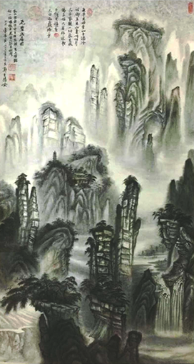 《飞壁幽居图》规格：180x100cm  价格：850000元一幅.png