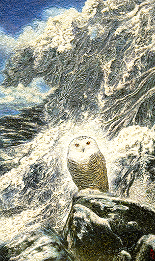慈向群作品《晨雪》布面油画  规格：96cmx57cm  价格：每平尺80000元.jpg