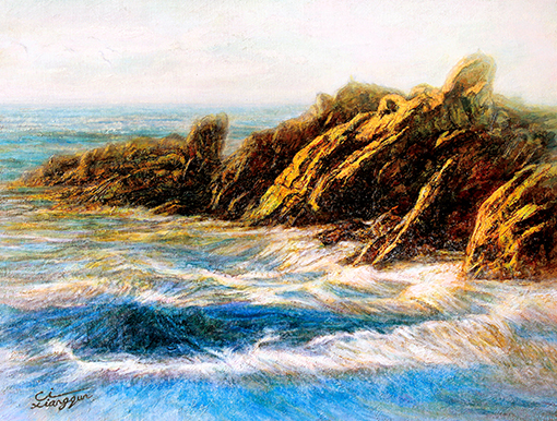 慈向群作品《海之晨》布面油画  规格：60cmx45cm  价格：每平尺80000元.jpg