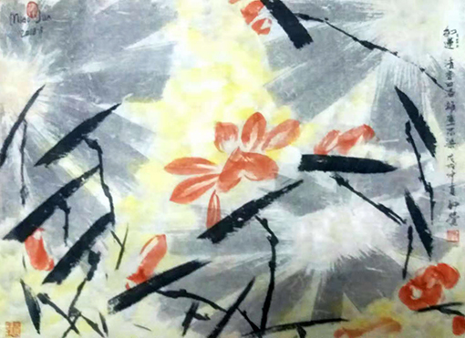 国画《红荷》  规格：68x56cm  价格：12000元一幅.jpg