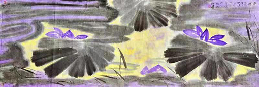 泼彩《紫莲》 规格：180x60cm  价格：24000元一幅.jpg