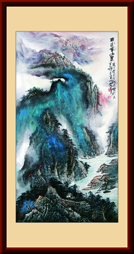 《雨后群峰翠》规格：画心8平尺1200X600mm 价格：每平尺20000元.jpg