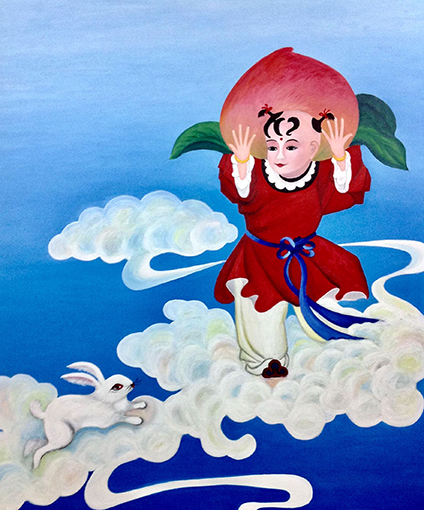 《金童玉兔贺寿图》规格：200×168cm 价格：每平尺11000元.jpg
