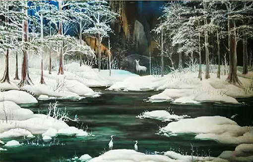 《寒溪雪霁》规格：140x100cm  价格：整幅46万.JPG