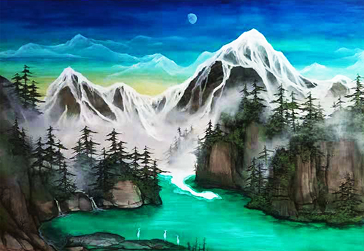 《雪山.冷月.冰川》规格：100x70cm  价格：整幅5万.JPG