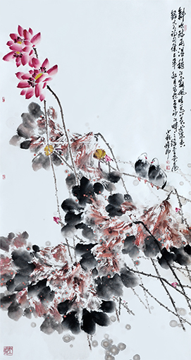 马惟印作品2《細雨濕秋江》规格：185cmx90cm  售出：每平尺3600元.jpg