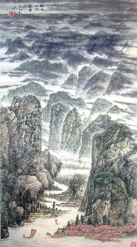 《轻舟已过万重山》  规格： 178x96cm   价格：面议.JPG