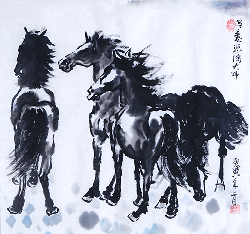 胡振汉作品6《写意悲鸿大師》规格：68cmx68cm 价格：每平尺6000元.jpg