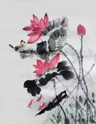 《荷花》 规格：69x69cm 价格：每平尺2800元.jpg