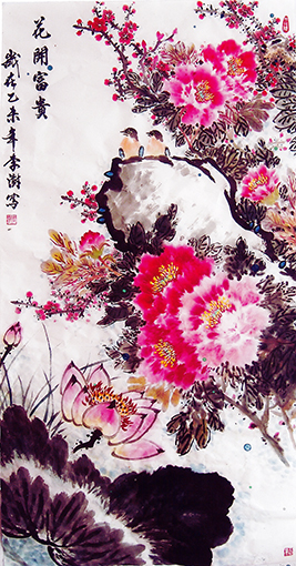 《花开富贵》国画 136cmX68cm每平尺5000元.jpg