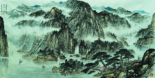 《云横秀岭亦春色》 规格：138x69cm 价格：20000元一幅.jpg