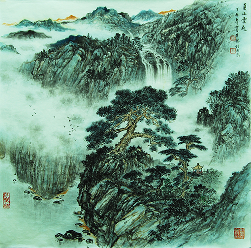 《夏山云起图》 规格：67x67cm 价格：10000元一幅.jpg