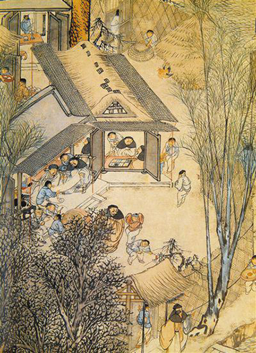 故宫博物院藏明代李士达《岁朝村庆图》轴（局部）.jpg