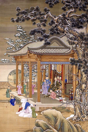 清 郎世宁、沈源、周鲲、丁观鹏 《弘历雪景行乐图》.png