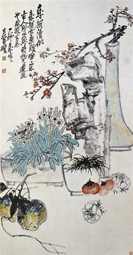 故宫博物院藏清代吴昌硕《岁朝清供图》轴.jpg