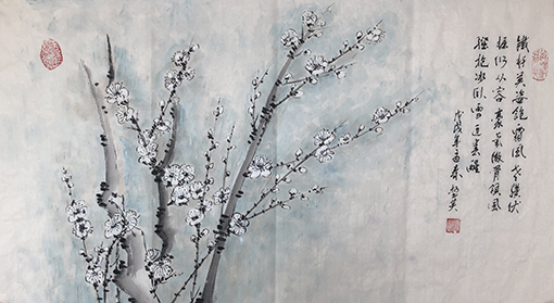 杨书英作《抱冰卧雪逼春醒》规格：98cmx48cm.JPG