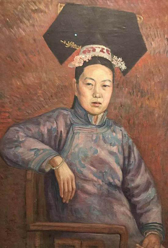 吴法鼎，《旗装妇女像》，中央美术学院美术馆.jpg
