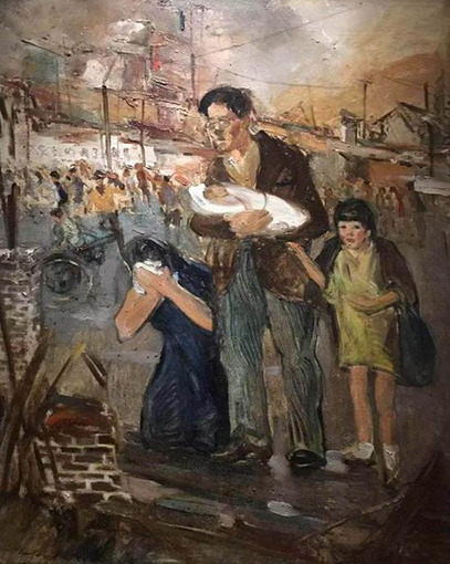 常书鸿，《重庆大轰炸》，布面油彩，79x63.8厘米，1938-1942年，龙美术馆.jpg
