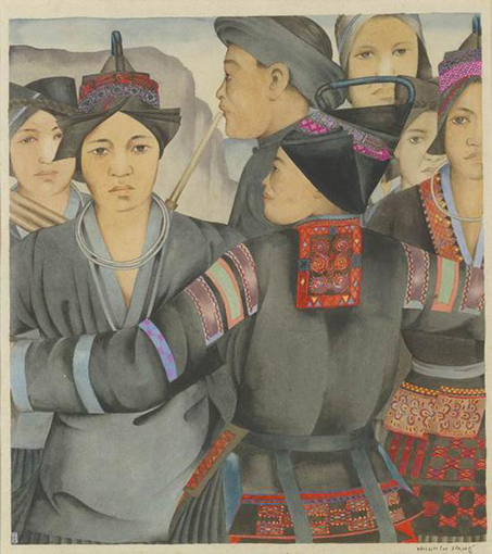 厐薰琹，《苗族之舞》，纸本墨彩，34.5×29.8cm，1949，中央美术学院人文学院.jpg
