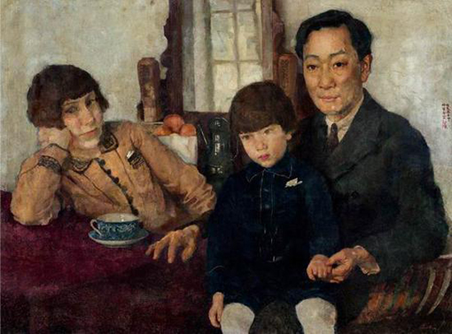 徐悲鸿，《杨仲子全家福》，布面油彩，59.5×79.5厘米，1928年，龙美术馆.jpg
