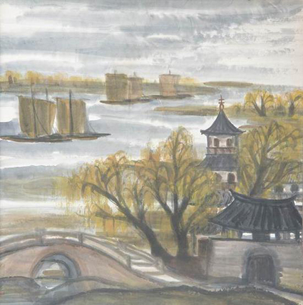 林风眠，《风景》，纸本墨彩，65×64cm，龙美术馆.jpg
