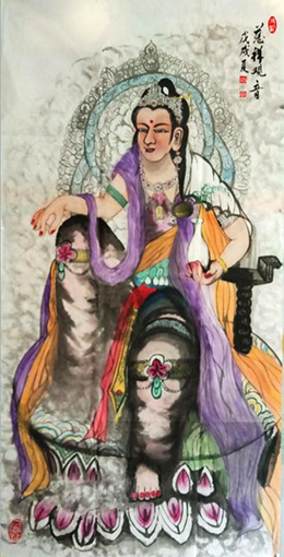 吴万福作品《慈祥观音》规格：136X69cm.jpg