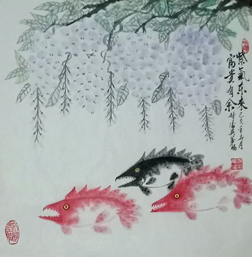吴万福作品《紫气东来 》规格：136X69cm.jpg