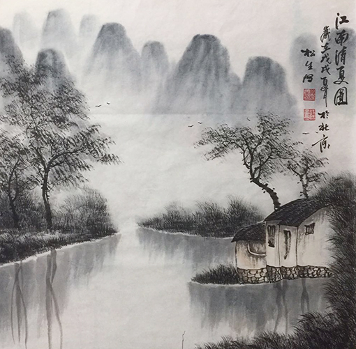 莫松生作品《江南清夏图》规格：68x68cm.jpg
