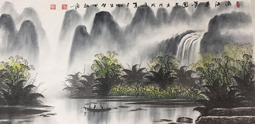 莫松生作品《漓江春景图》规格：68x138cm.jpg