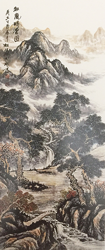 莫松生作品《秋岚晴云图》规格：68x138cm.jpg