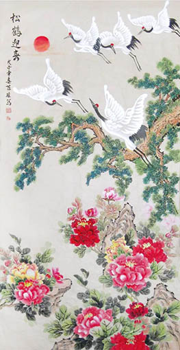 松鹤迎春              136x68cm.jpg